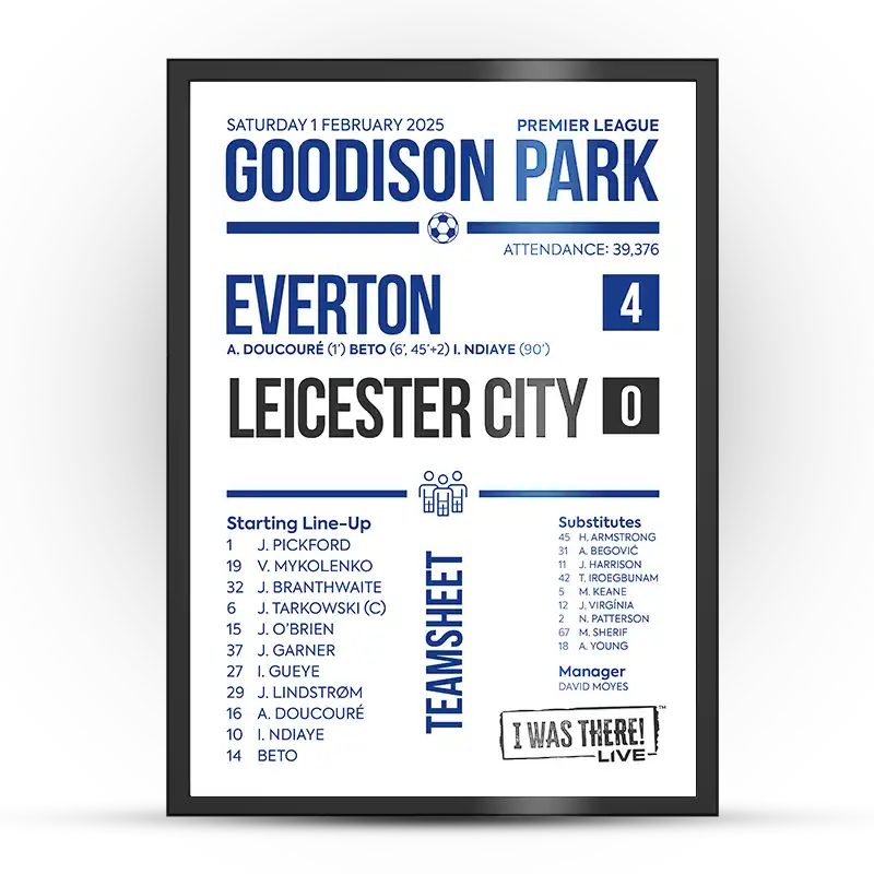 Everton vs Leicester City Goodison Park 01.02.25