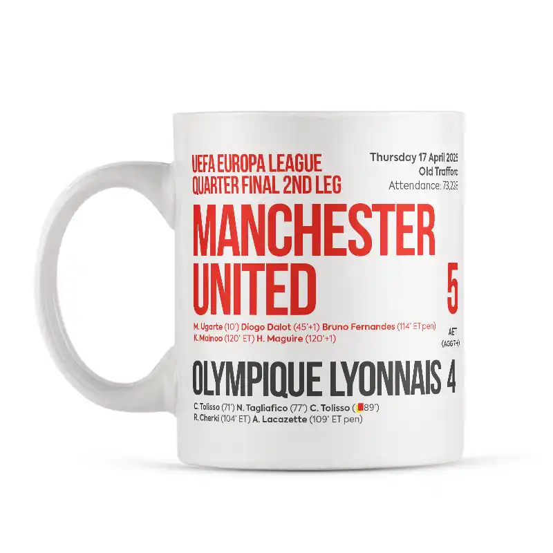 Man United 5 v Lyon 4 QF 2nd Leg Mug