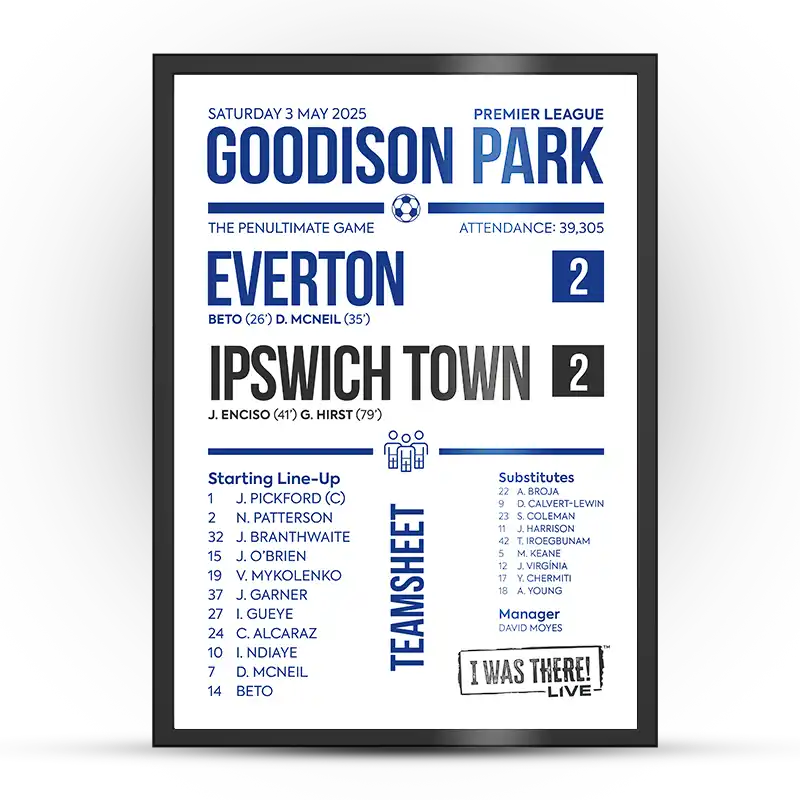 Everton vs Ipswich Town Goodison Park 3 May 2025