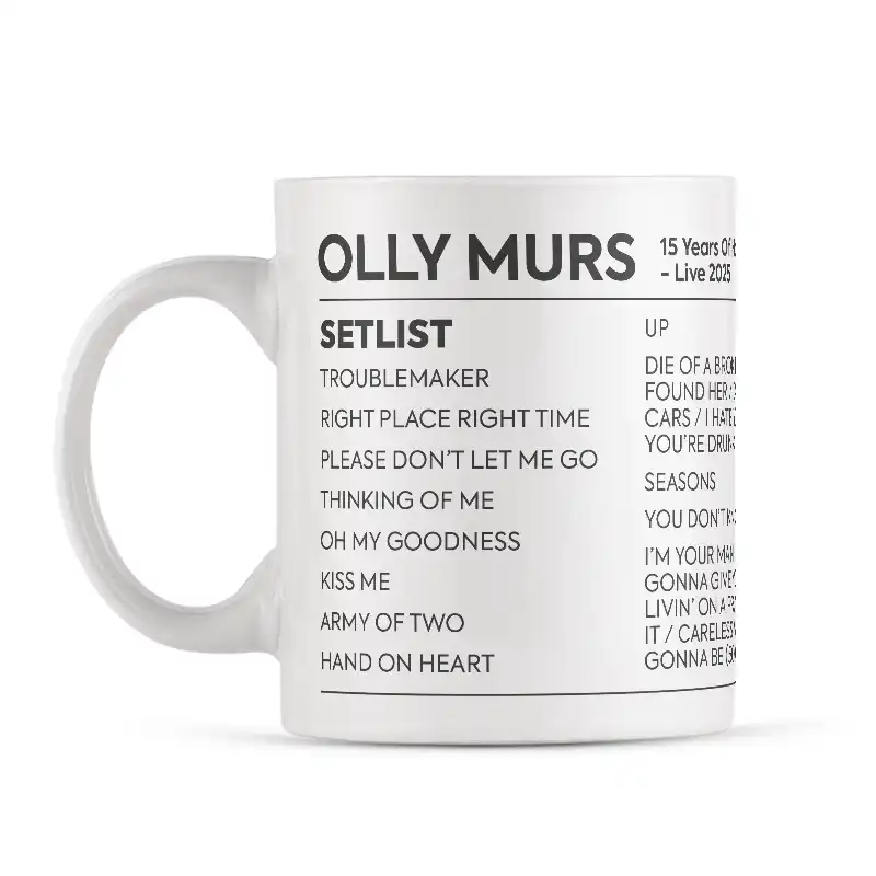Olly Murs 15 Years of Hits Setlist Mug