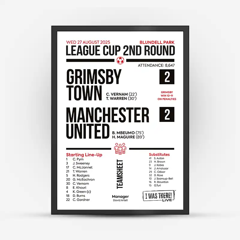 Grimsby Town Vs Manchester United League Cup 2nd Round Poster