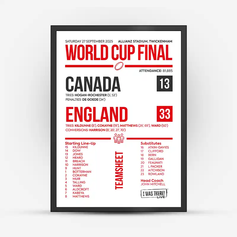 England Women's World Cup Final 2025 Scoreline Poster