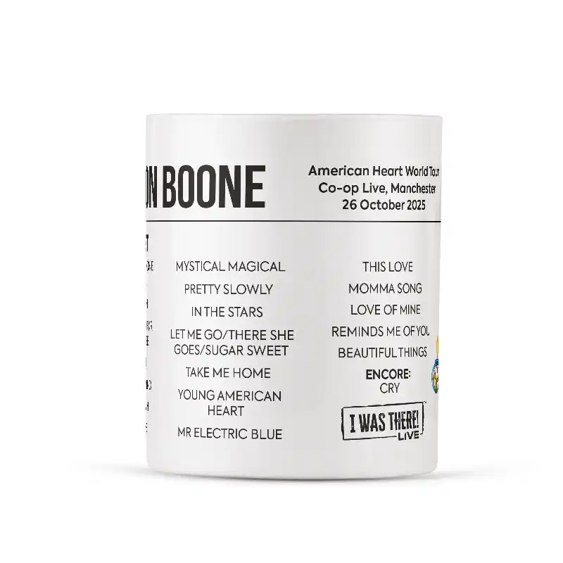 Benson Boone American Heart Tour Setlist & Illustration Mug - Manchester 26 Oct 2025 - Image 2
