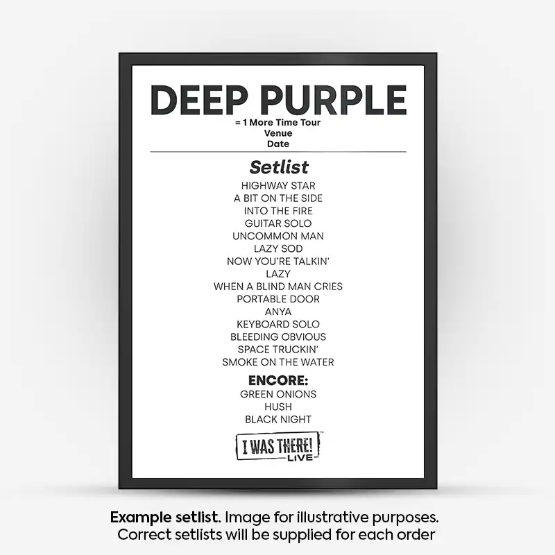 Deep Purple Setlist Poster - Any Date