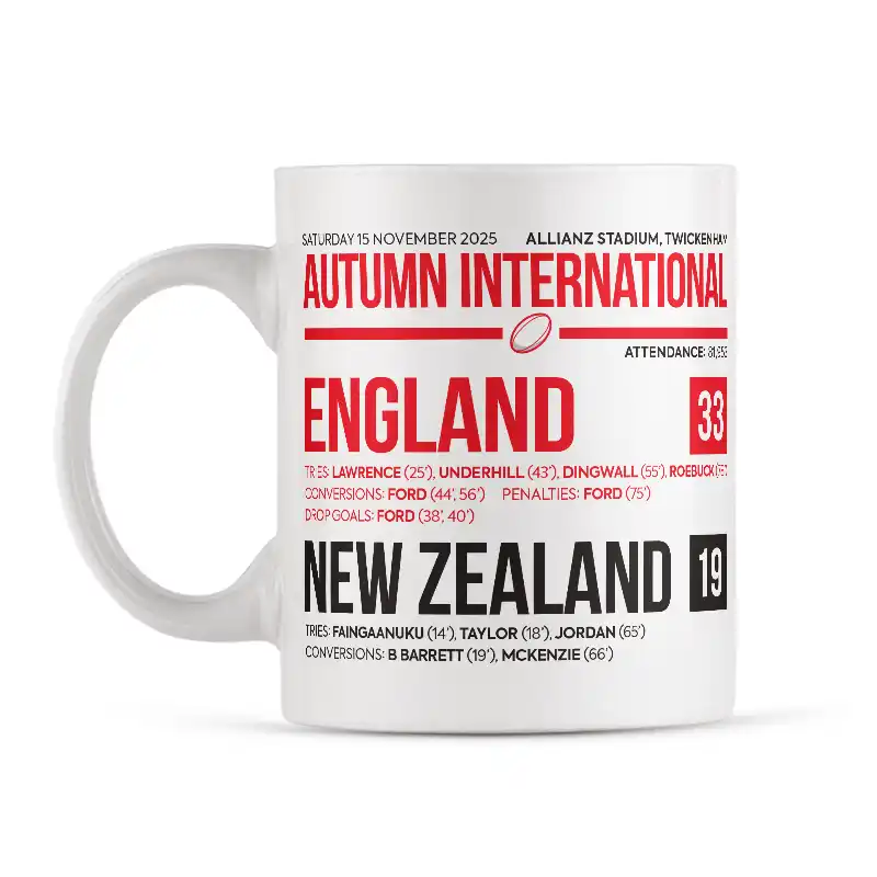 England V New Zealand 15th November 2025 Scoreline Mug