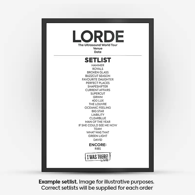 Lorde Setlist Poster - Any Date
