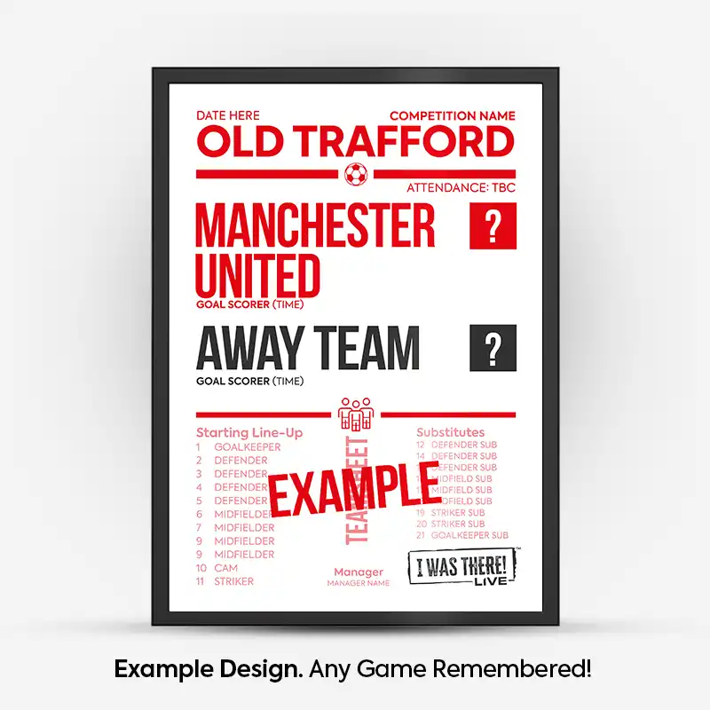 Manchester United Match Scoreline Poster Any Match