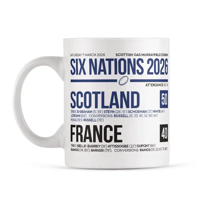 Scotland V France Six Nations 7 March 26 Scoreline Mug