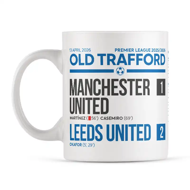 Leeds United 2 v Man United 1 - 13 April 2026 Scoreline Mug - Image 2