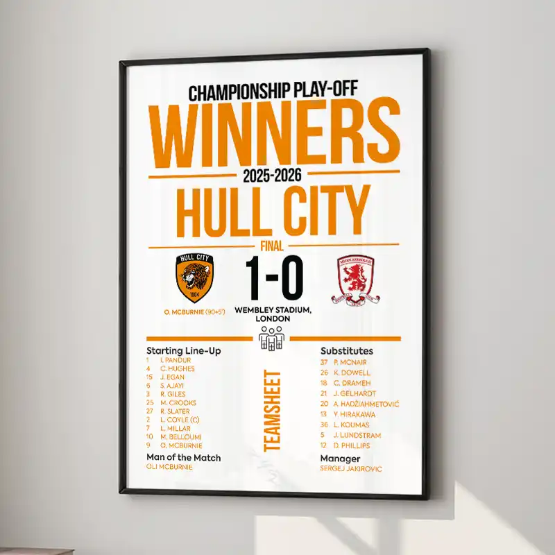 Hull City Championship Play-Off Final 2026 Winners Poster