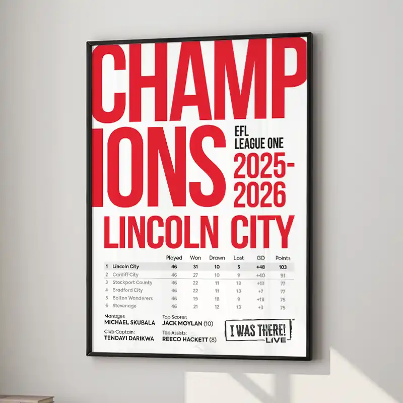Lincoln City League One Champions 2025-2026 Poster
