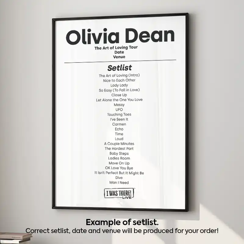 Olivia Dean Setlist Poster Any Date