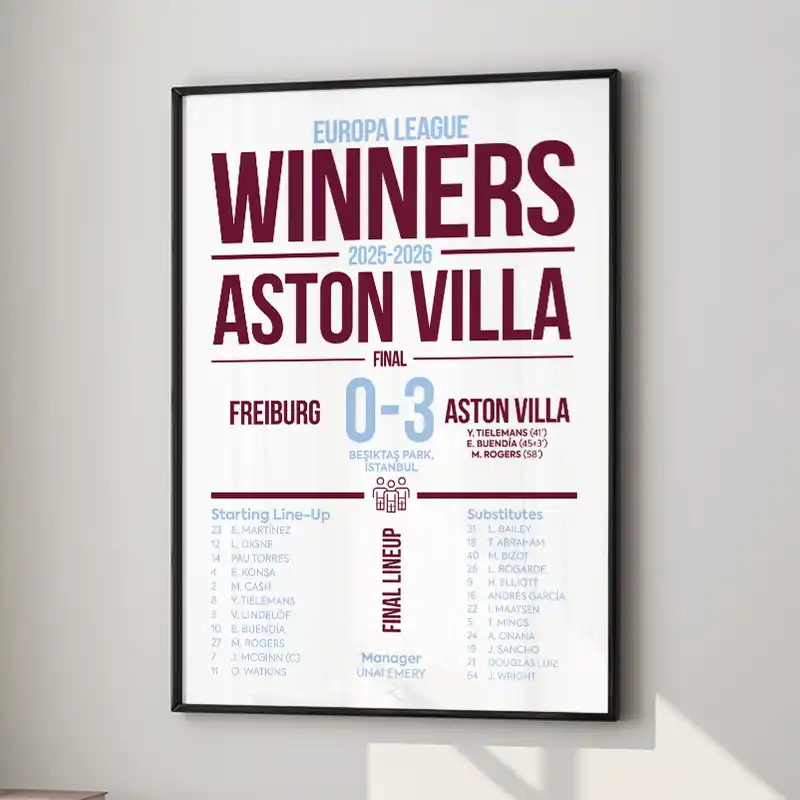 Aston Villa Europa League Winners 2026 Poster