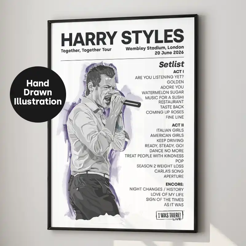 Harry Styles Illustration Setlist Poster Wembley 20 June 2026