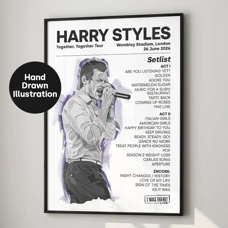Harry Styles Illustration Setlist Poster Wembley 26 June 2026