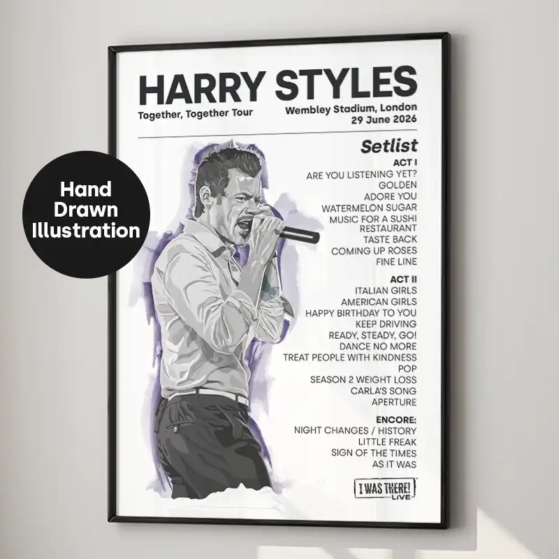 Harry Styles Illustration Setlist Poster Wembley 29 June 2026