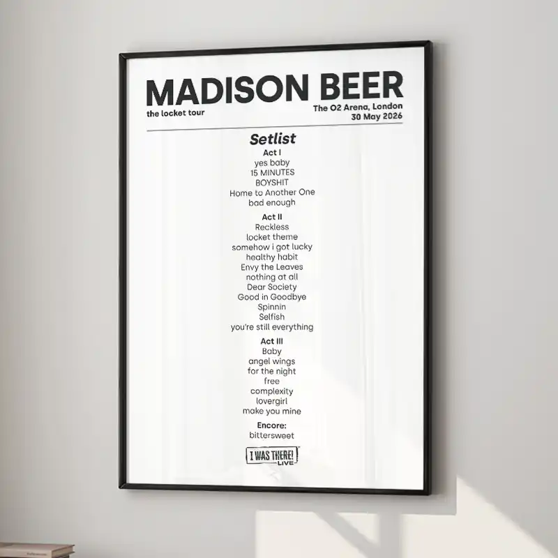 Madison Beer Setlist Poster The O2 Arena 30 May 2026