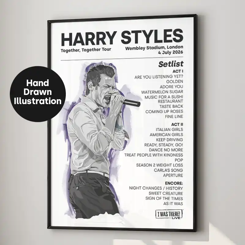 Harry Styles Illustration Setlist Poster Wembley 4 July 2026