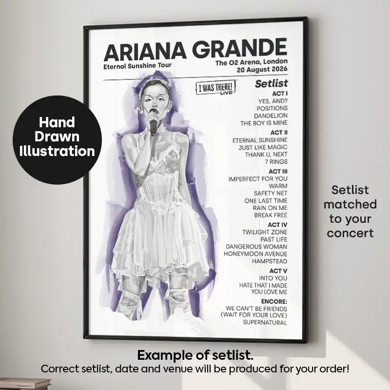 Ariana Grande Illustration Setlist Poster 20th Aug 2026