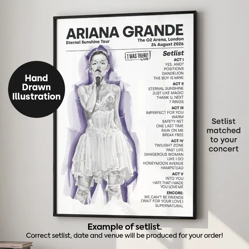 Ariana Grande Illustration Setlist Poster 24th Aug 2026