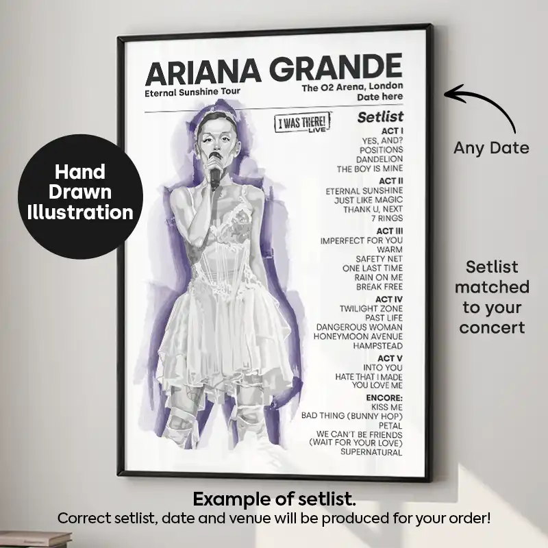 Ariana Grande Illustration Setlist Poster - Any Date