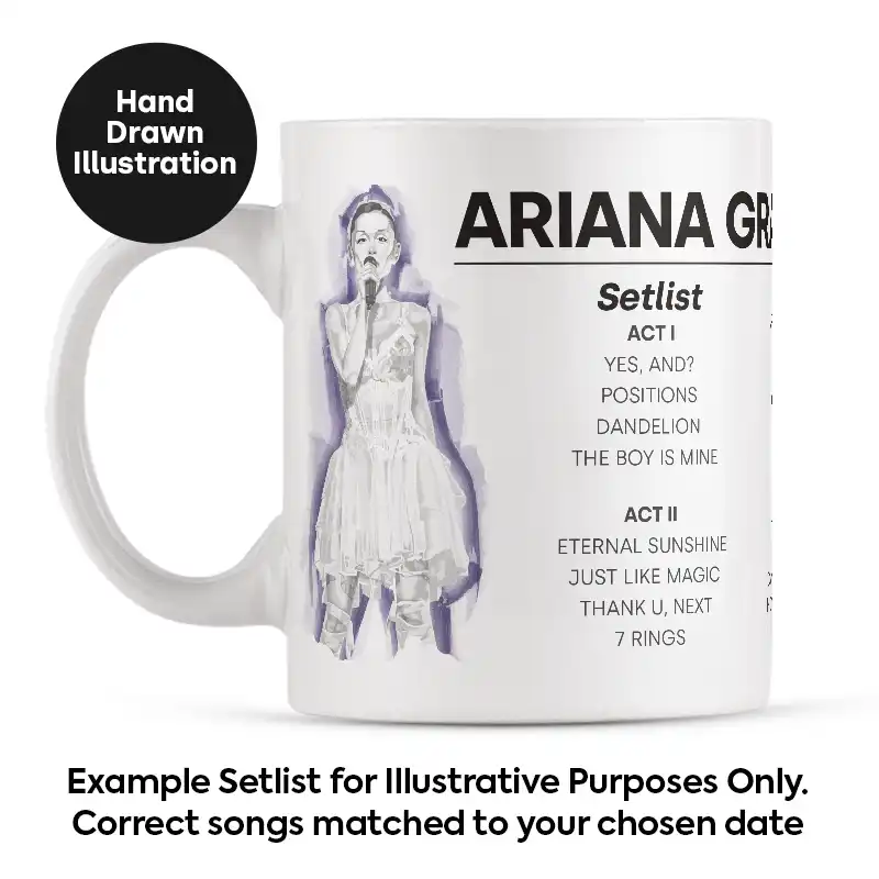 Ariana Grande Setlist Mug with Illustration - Any Date
