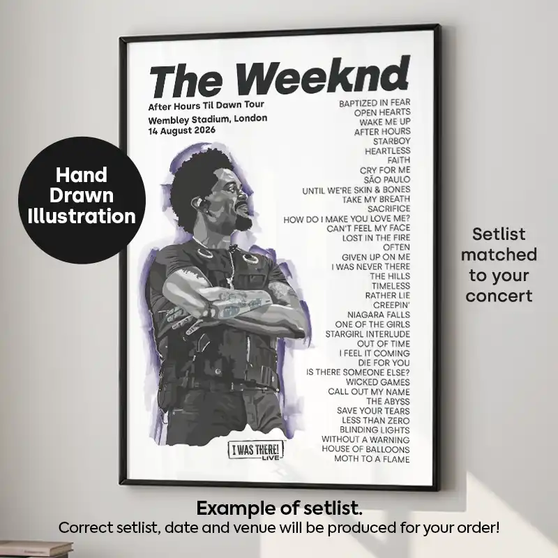 The Weeknd Illustration Setlist Poster 14 August 2026