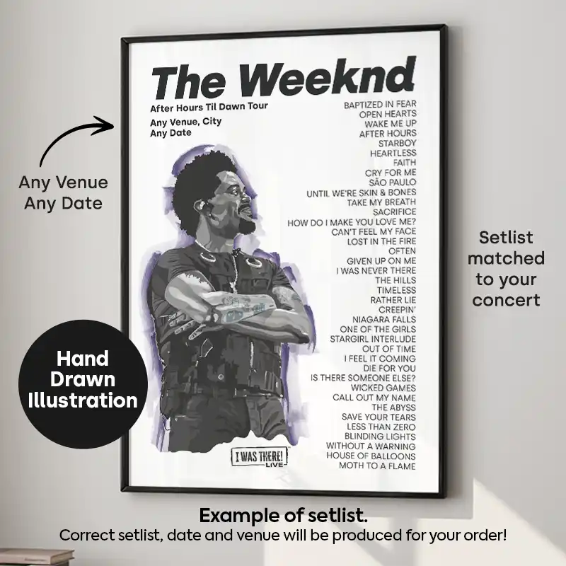 The Weeknd Illustration Setlist Poster - Any Date