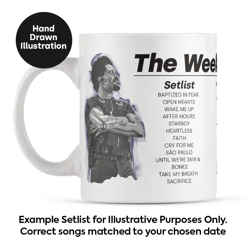 The Weeknd Setlist Mug with Illustration 14th August 2026