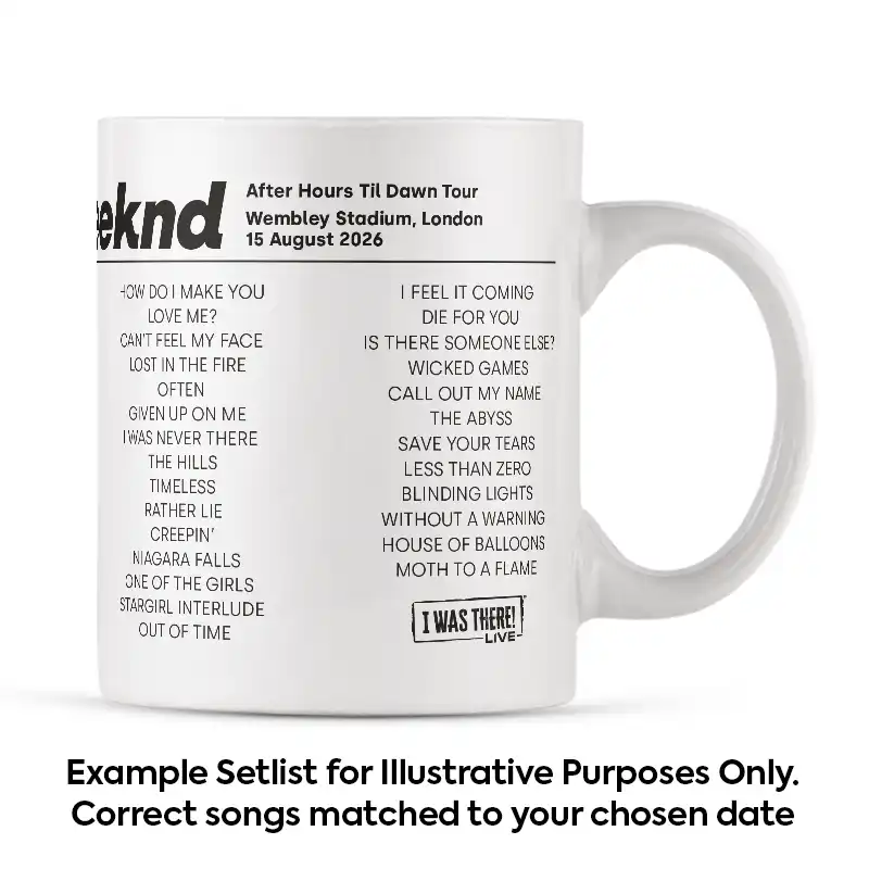 The Weeknd Setlist Mug with Illustration 15th August 2026 - Image 3