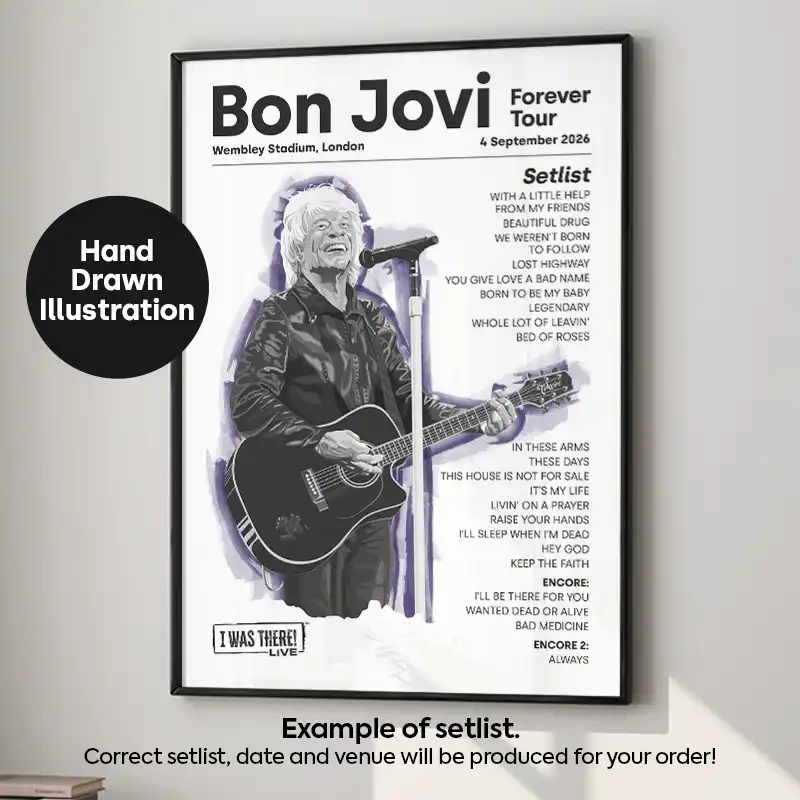 Bon Jovi Illustration Setlist Poster 4th September 2026