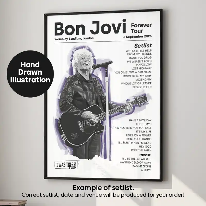 Bon Jovi Illustration Setlist Poster 6th September 2026