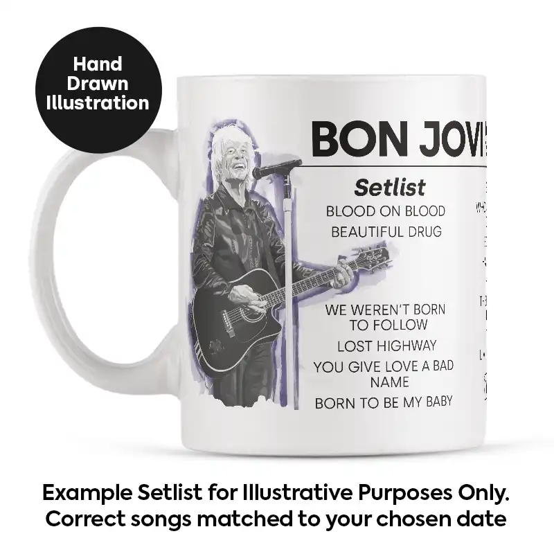 Bon Jovi Setlist Mug with Illustration 9th September 2026