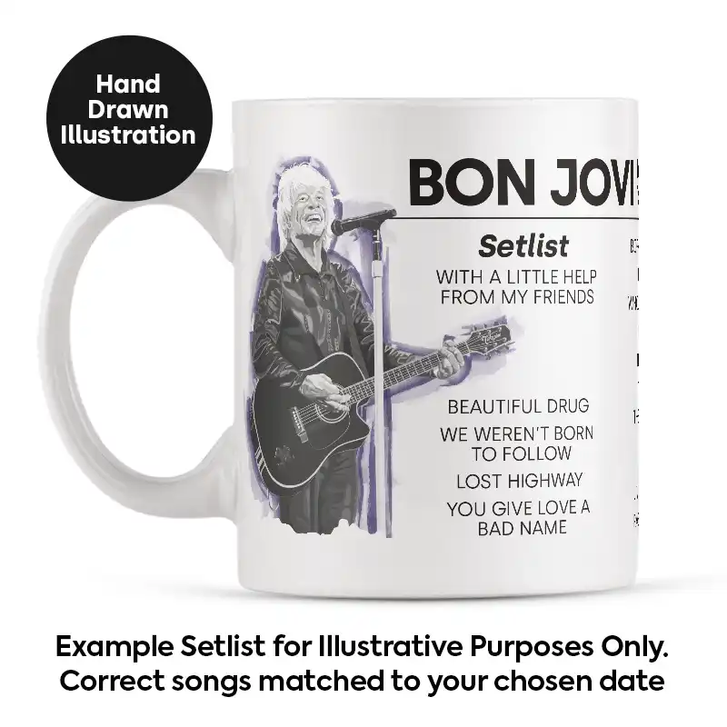 Bon Jovi Setlist Mug with Illustration 6th September 2026